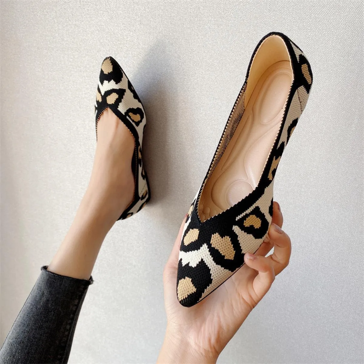 2022 Ballerine da donna morbida suola in gomma mocassini in rete casual stretch lavorato a maglia mocassino slip on scarpe da ba