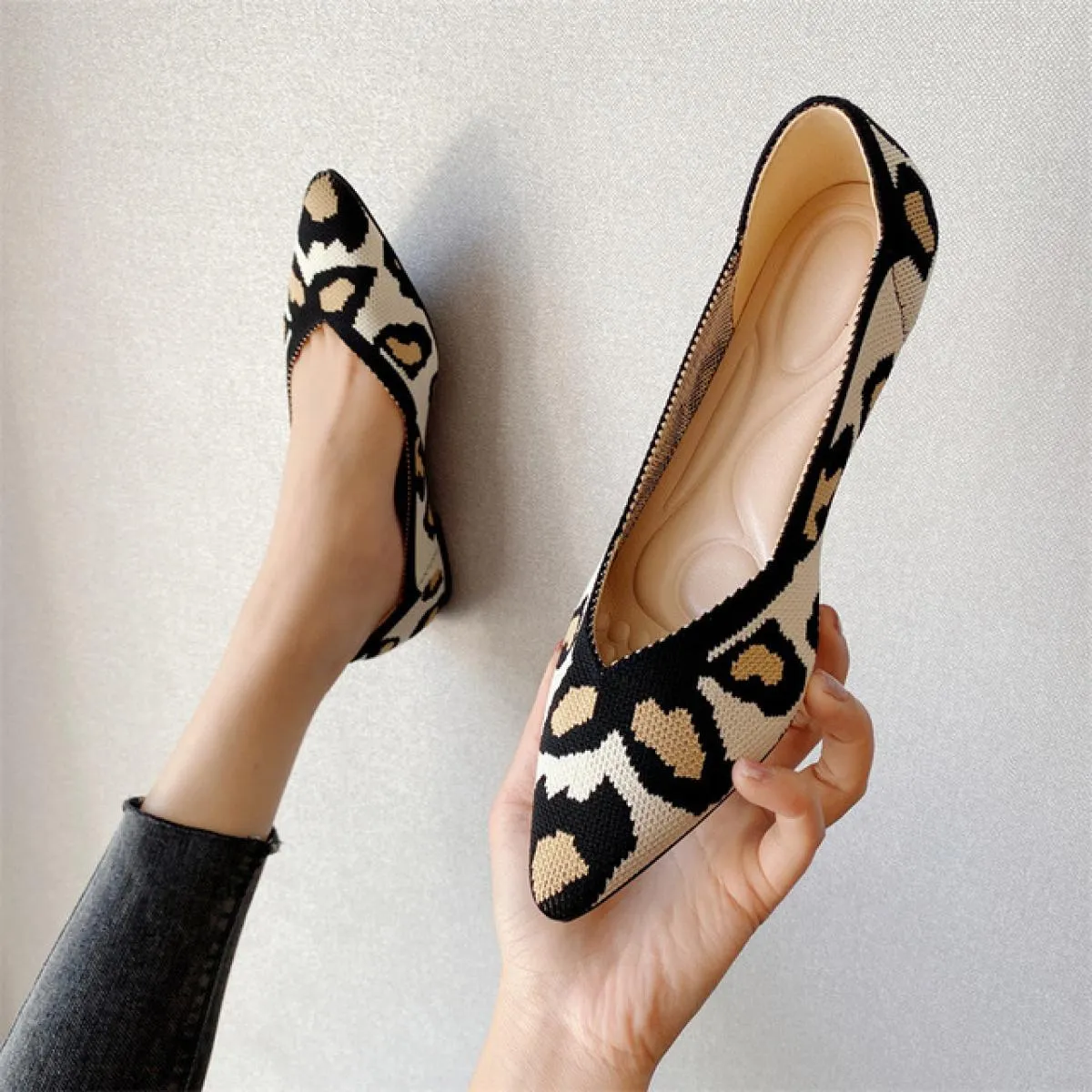 2022 Ballerine da donna morbida suola in gomma mocassini in rete casual stretch lavorato a maglia mocassino slip on scarpe da ba