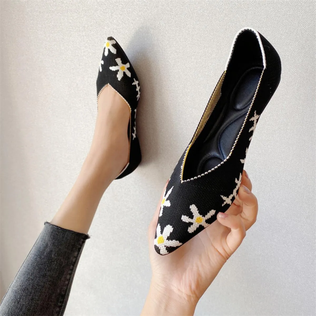 2022 Ballerine da donna morbida suola in gomma mocassini in rete casual stretch lavorato a maglia mocassino slip on scarpe da ba