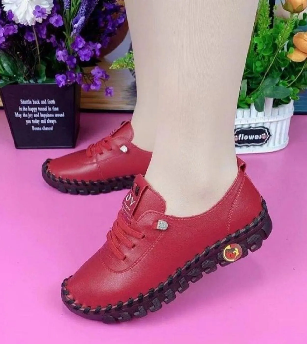 2022 New Spring Casual Scarpe da donna Mocassini con plateau 2022 Ballerine in pelle con lacci Slip On Scarpe da mamma Mujer Zap