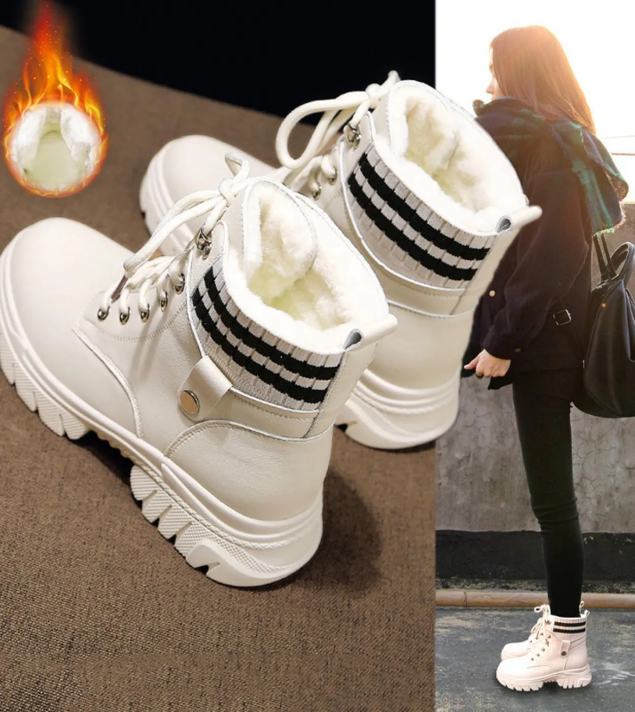2022 Stivali con plateau Stivaletti da donna Scarpe da donna Stivaletti da neve caldi in peluche Scarpe invernali Scarpe da ginn