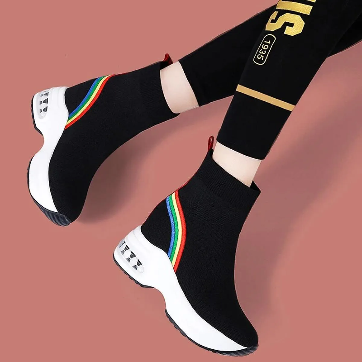 2023 stivaletti da donna di marca scarpe casual leggere per stivaletti con zeppa moda lavorazione a maglia piattaforma a tubo me
