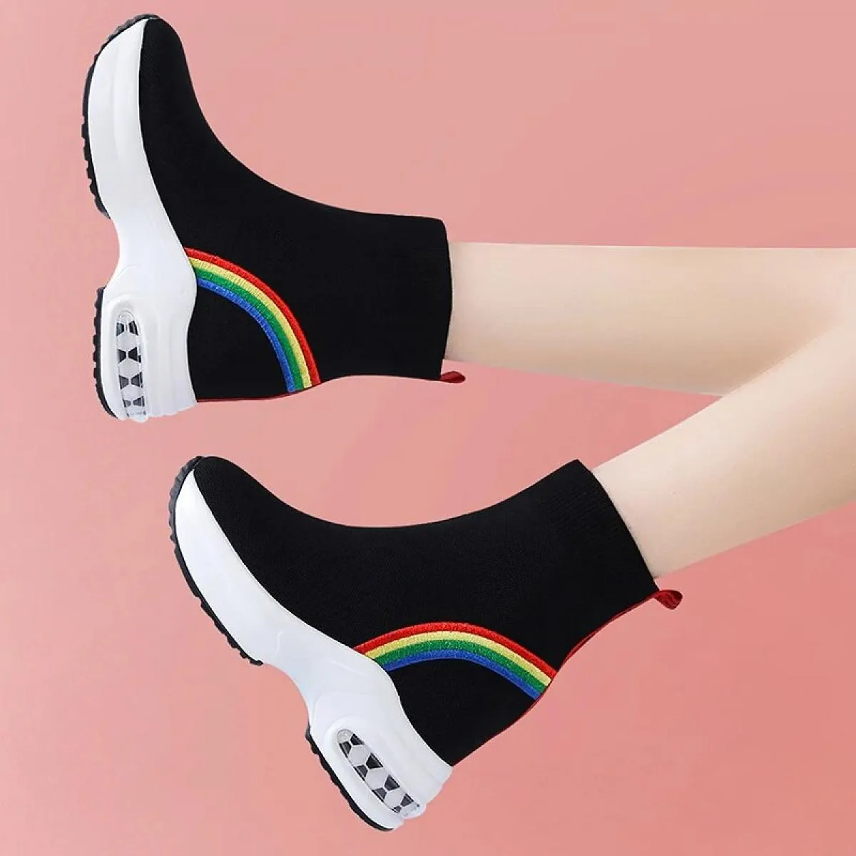 2023 stivaletti da donna di marca scarpe casual leggere per stivaletti con zeppa moda lavorazione a maglia piattaforma a tubo me