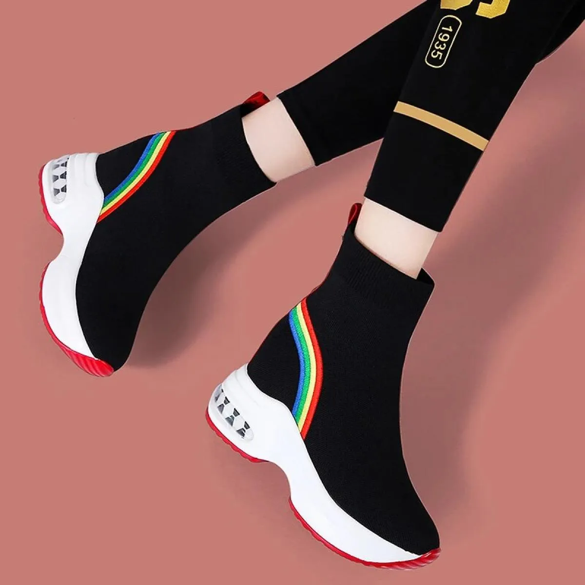 2023 stivaletti da donna di marca scarpe casual leggere per stivaletti con zeppa moda lavorazione a maglia piattaforma a tubo me