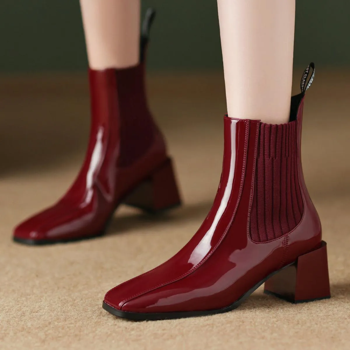 2024 Stivaletti da donna casual Tacco alto quadrato Scarpe da esterno per il tempo libero Stivaletti da donna Stretch Autunno Ma