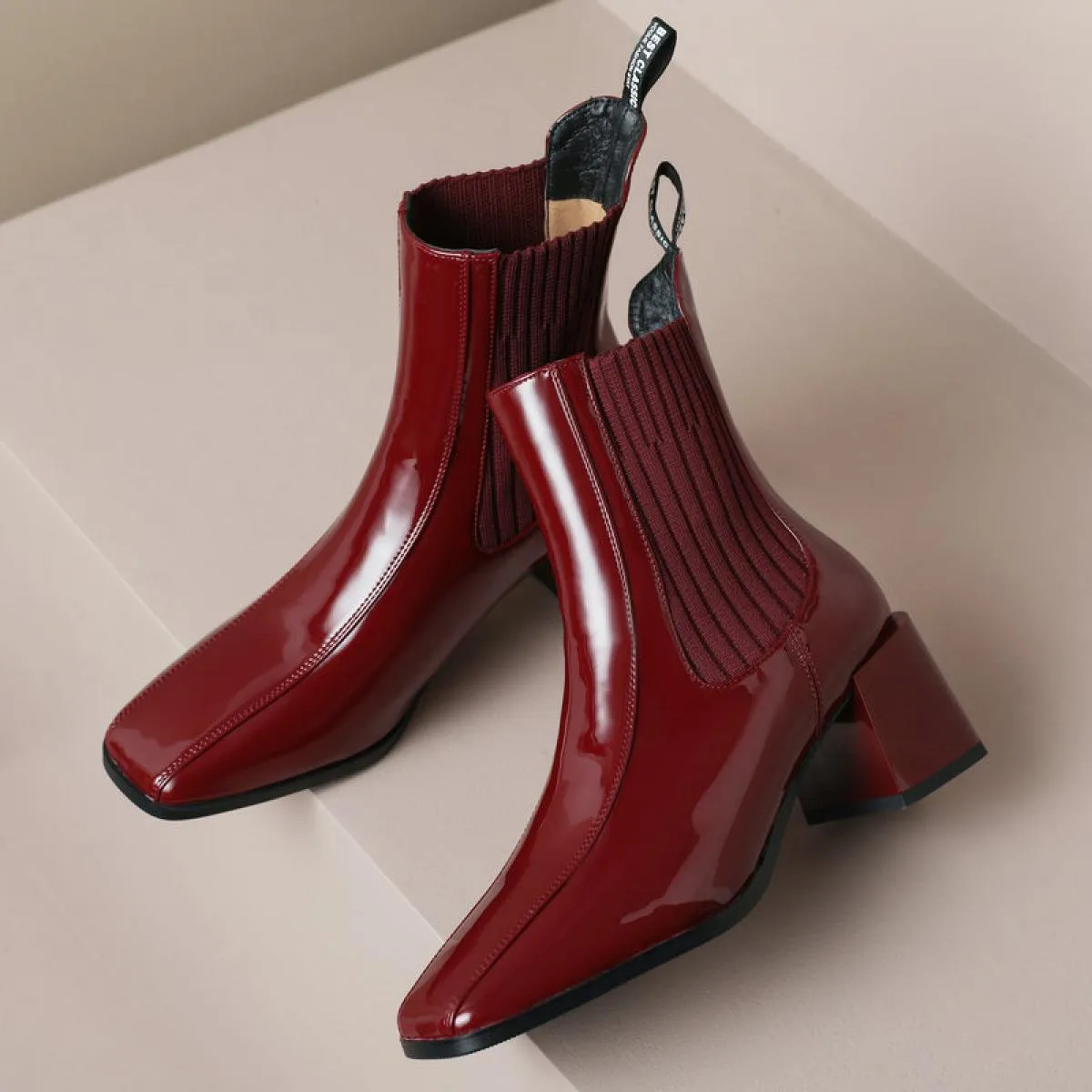 2024 Stivaletti da donna casual Tacco alto quadrato Scarpe da esterno per il tempo libero Stivaletti da donna Stretch Autunno Ma