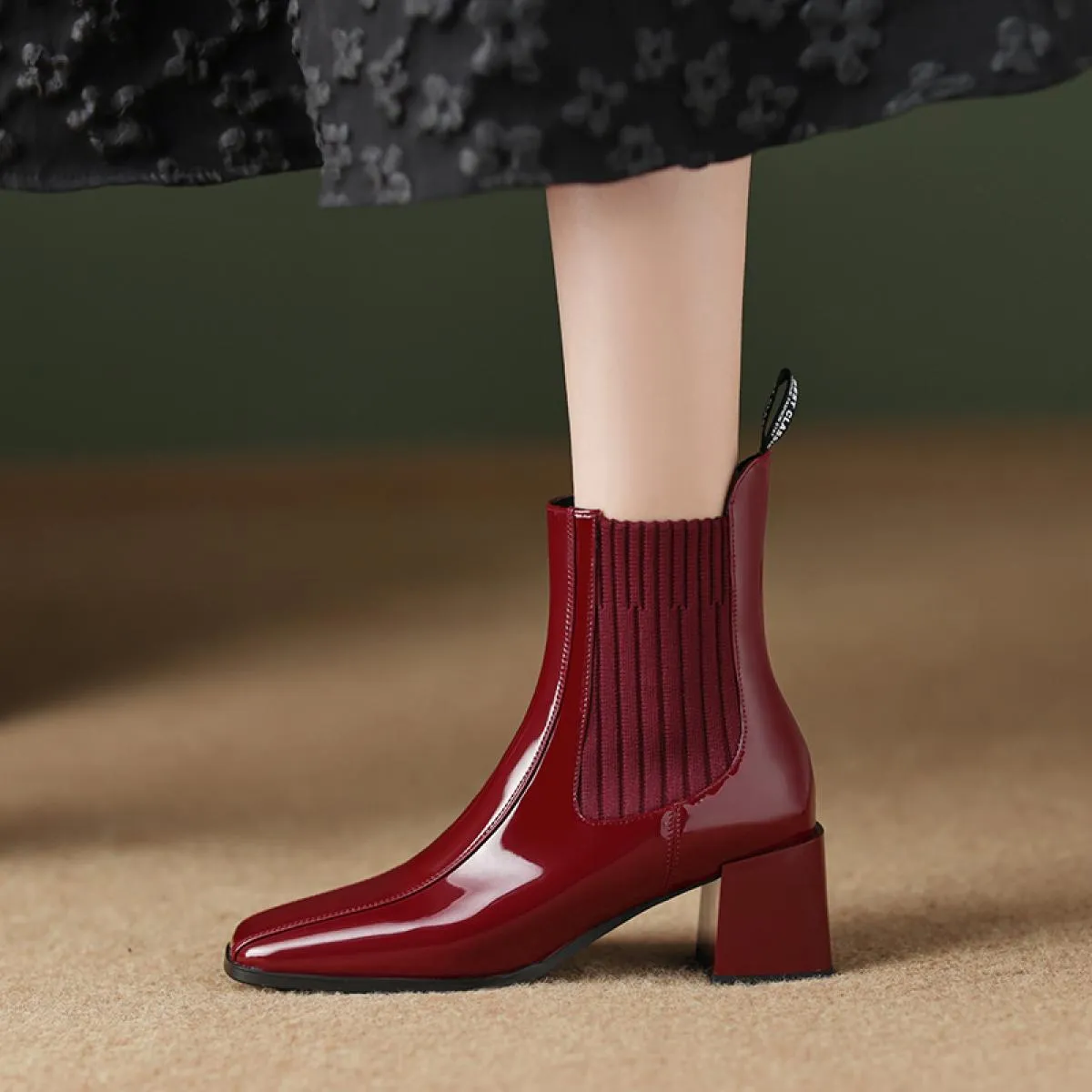 2024 Stivaletti da donna casual Tacco alto quadrato Scarpe da esterno per il tempo libero Stivaletti da donna Stretch Autunno Ma