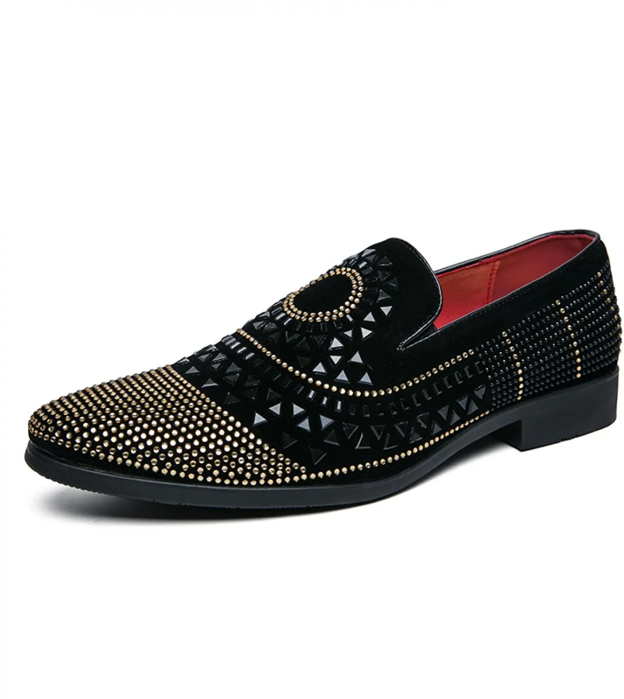 Abito da sera formale da uomo Scarpe con strass Mocassini Scarpe casual Prom Festa di matrimonio Slip on Flat Men Black Rhines