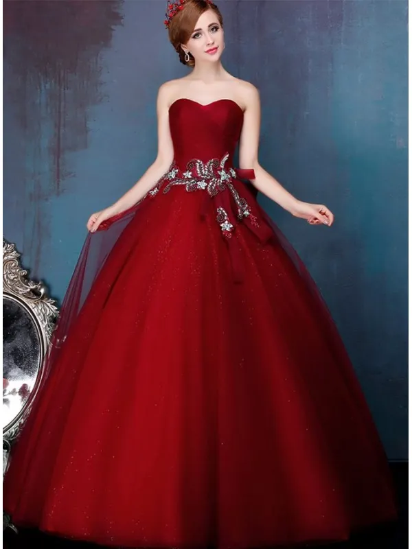 Abito da Sposa online economico colorato rosso elegante con gonna brillantinata