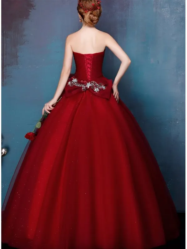 Abito da Sposa online economico colorato rosso elegante con gonna brillantinata