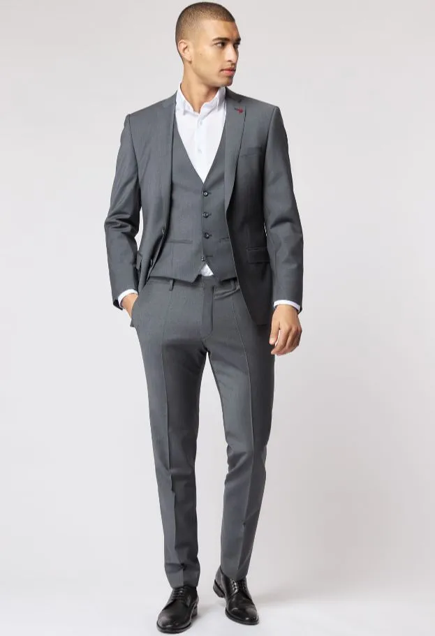 Abito in lana bi-stretch grigio medio roy robson con gilet