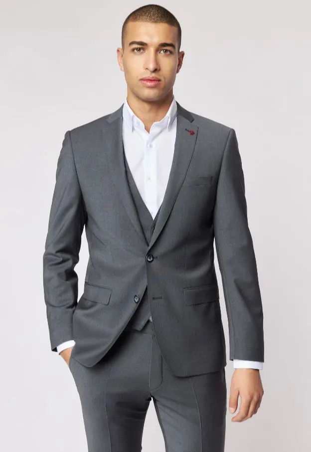 Abito in lana bi-stretch grigio medio roy robson con gilet