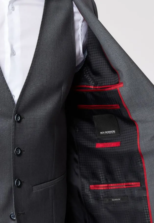 Abito in lana bi-stretch grigio medio roy robson con gilet