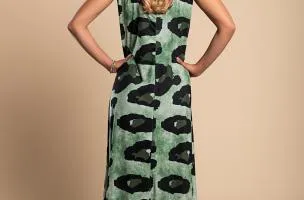Abito lungo leopardato, verde