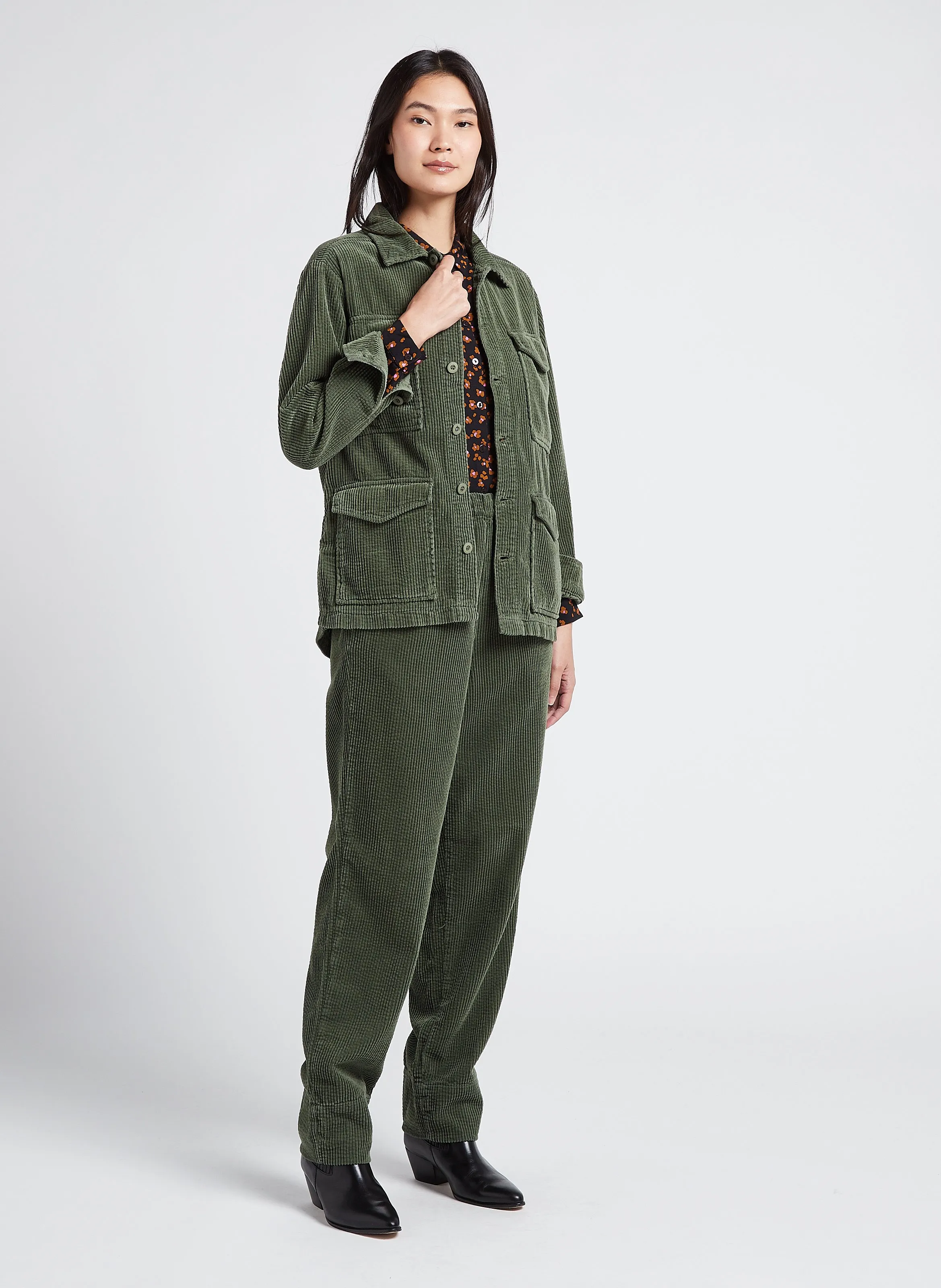  ACQUAVERDE   CARRIE - Giacca ampia con collo classico in cotone | Verde