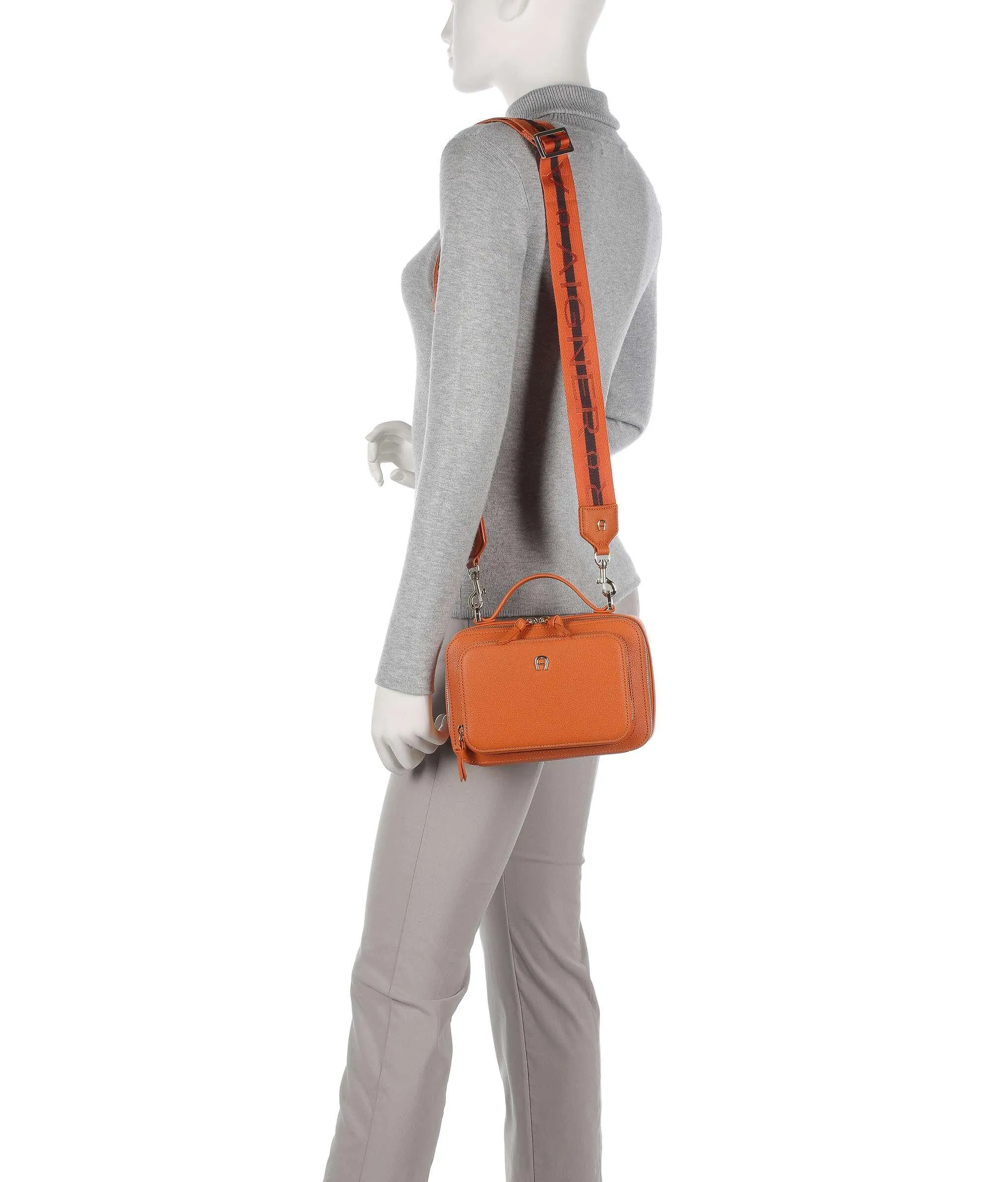  Aigner Zita S Borsa a tracolla pelle di vacchetta grana arancio  