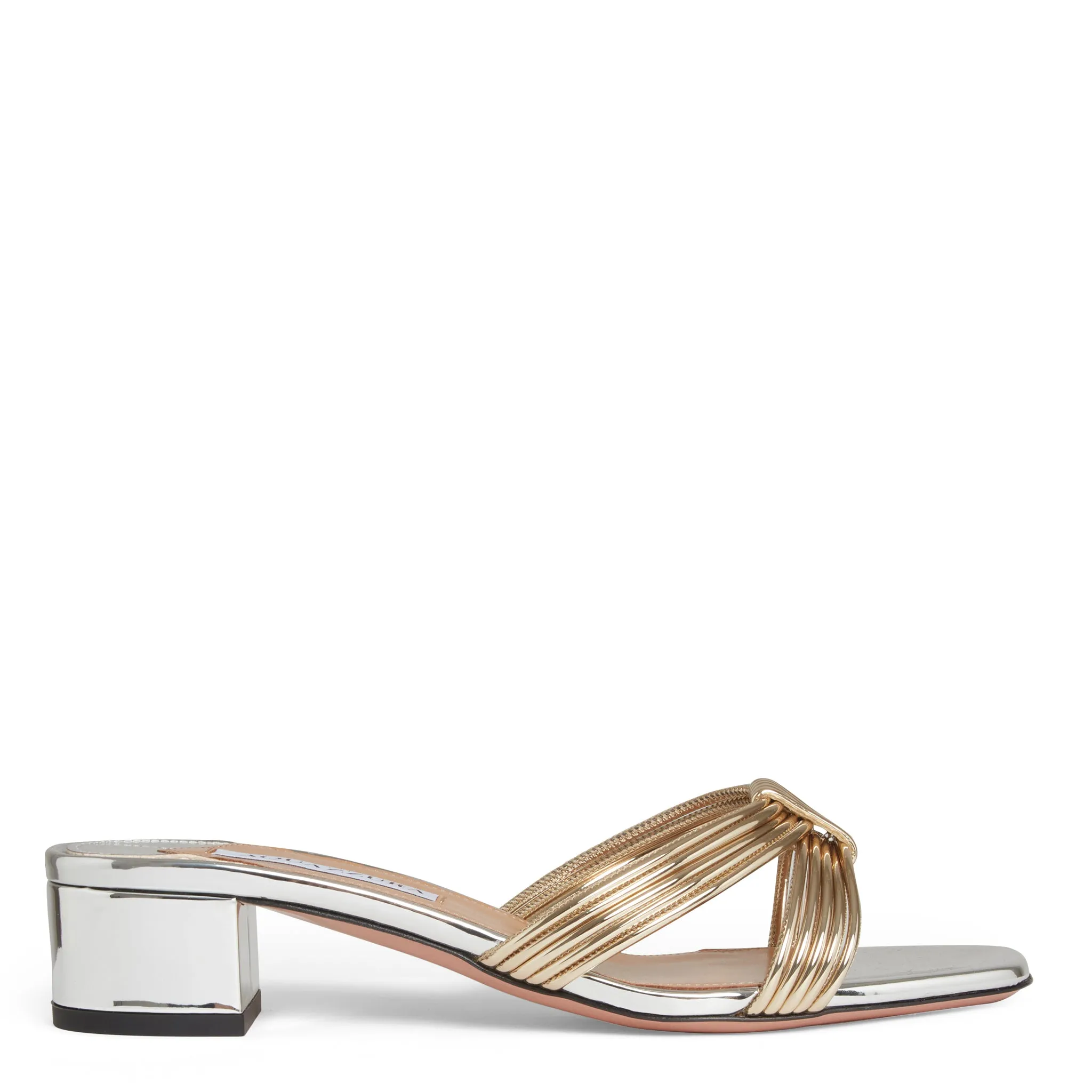 AQUAZZURA  Sandali in vernice oro e argento