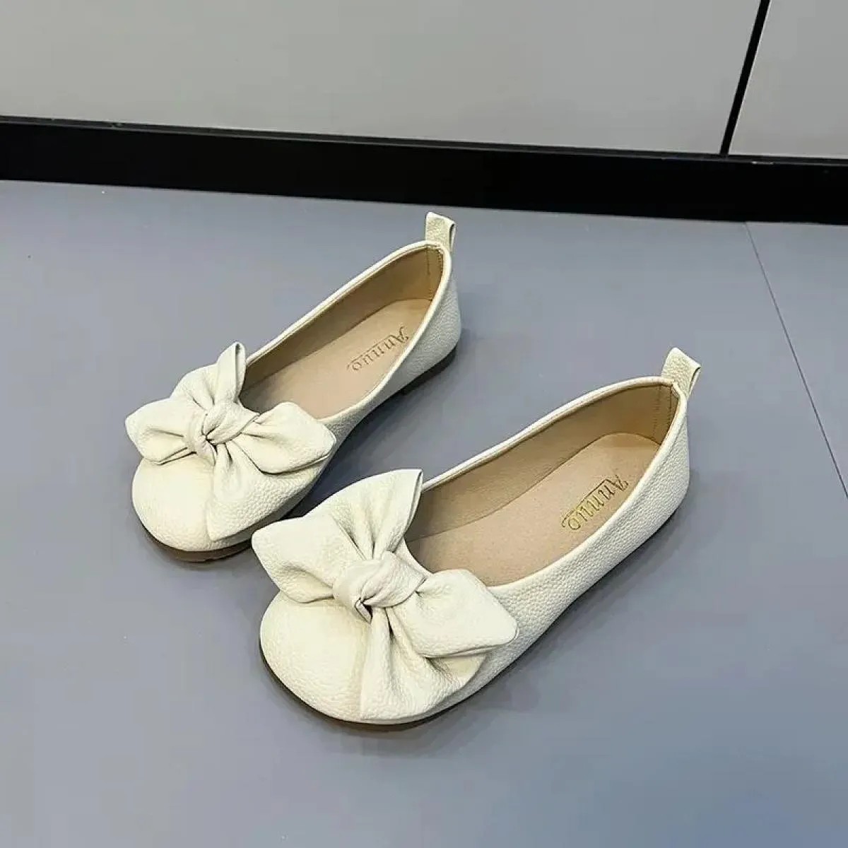 Ballerine pieghevoli con suola sottile Scarpe da viaggio per hotel da donna Mocassini con nodo a farfalla da donna con piede lar