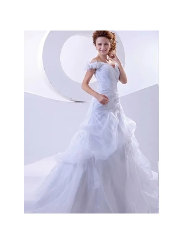 BERNICE - Abito da Sposa con Spalline in Organza e Pizzo con Gonna Principesca