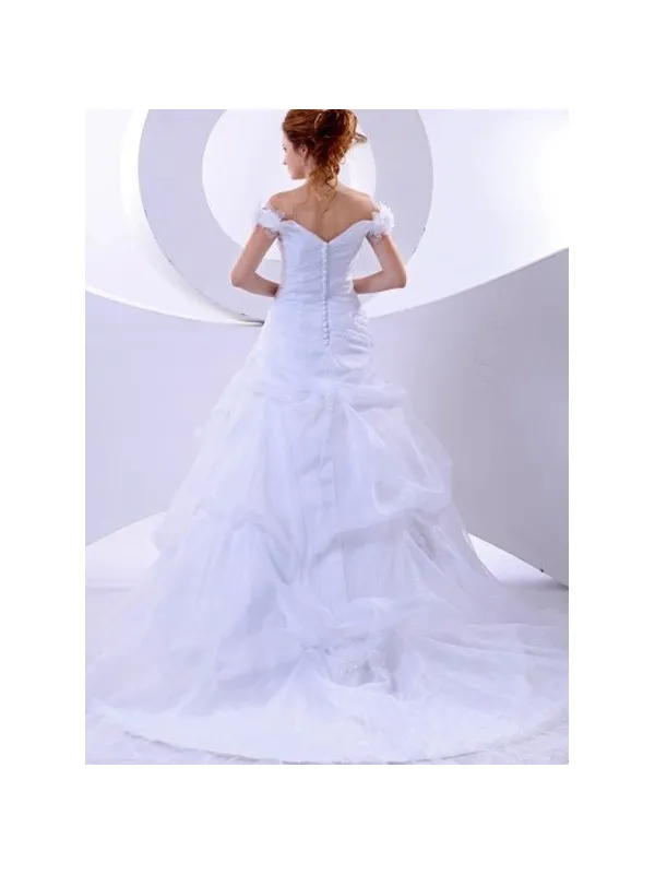 BERNICE - Abito da Sposa con Spalline in Organza e Pizzo con Gonna Principesca