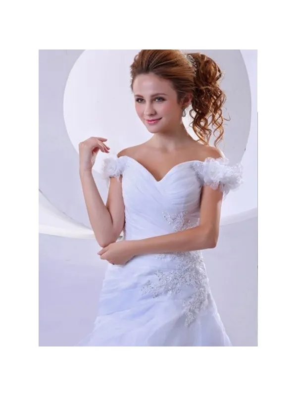 BERNICE - Abito da Sposa con Spalline in Organza e Pizzo con Gonna Principesca
