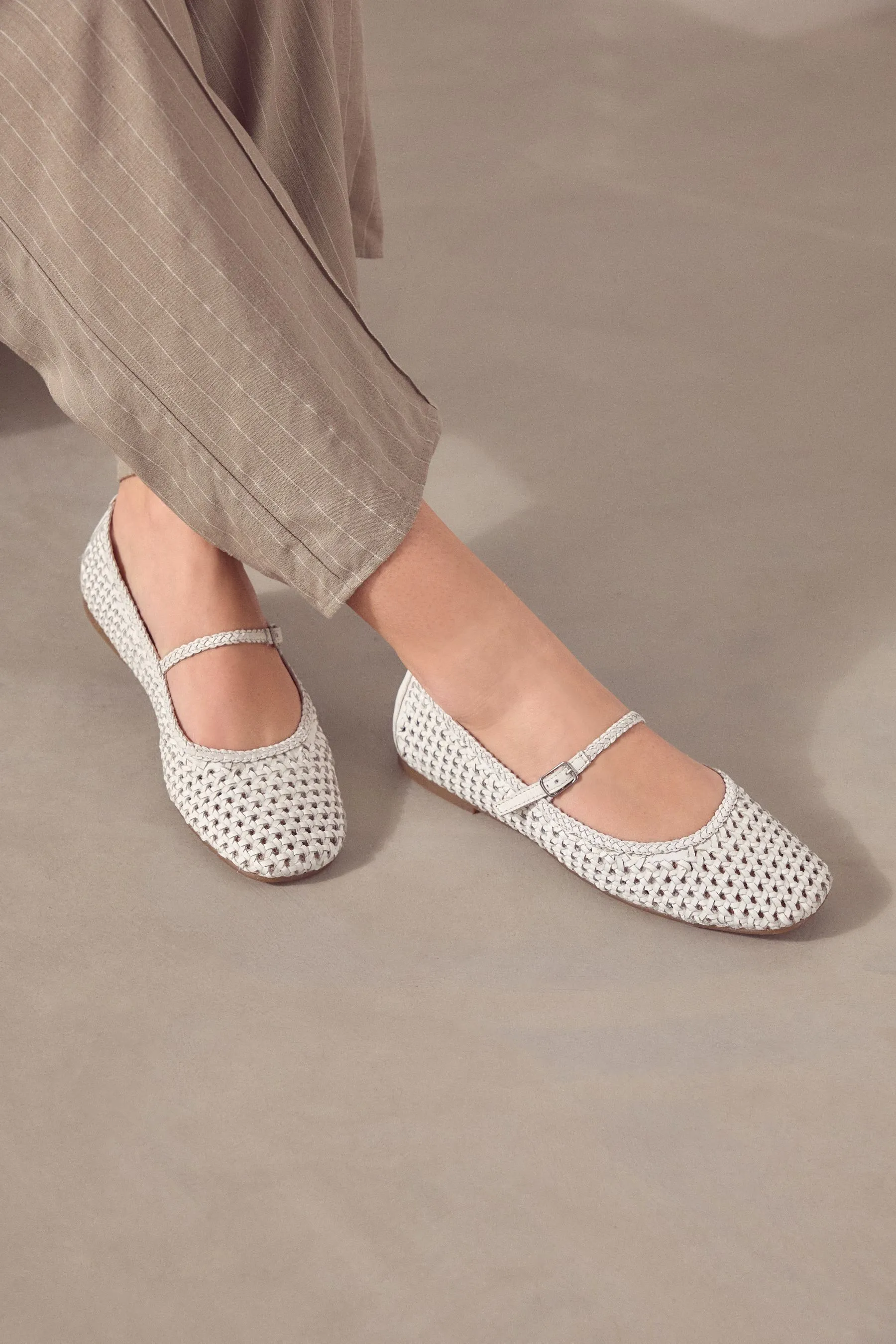 Bianco  - Forever Comfort® - scarpe Mary Jane Scarpe in pelle intrecciata
