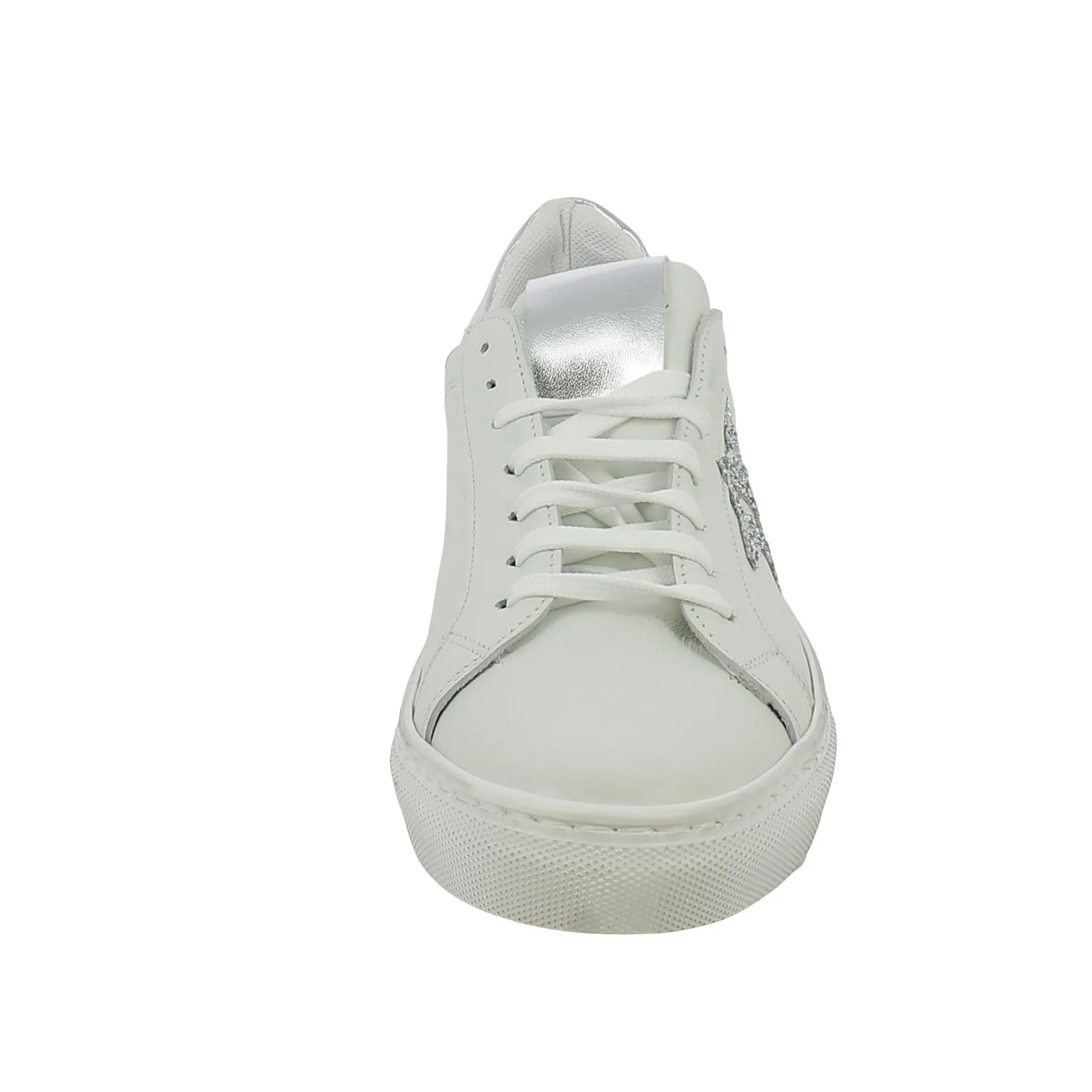 BRAND  Sneaker in pelle banca con stella argento 