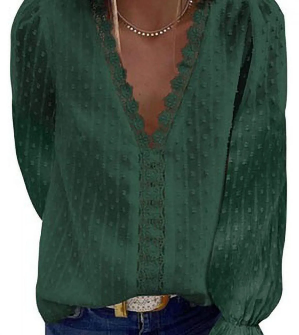 Camicetta casual con maniche in pizzo Camicetta in chiffon Camicia elegante con collo in pizzo Pizzo elegante