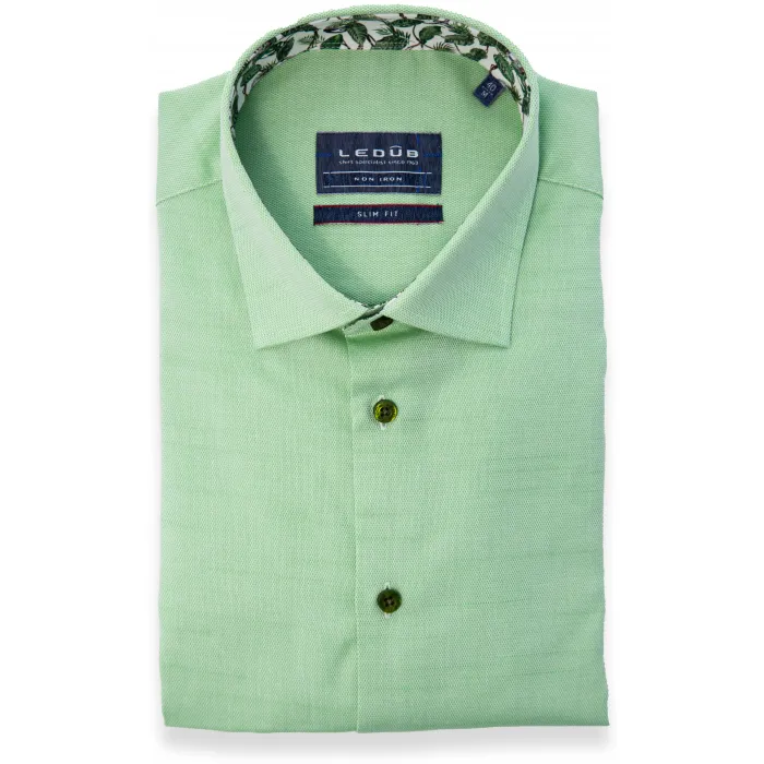 Camicia Ledub manica lunga slim fit tropical Verde medio