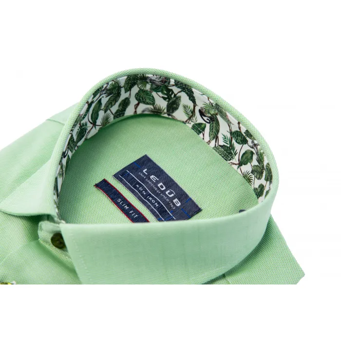 Camicia Ledub manica lunga slim fit tropical Verde medio