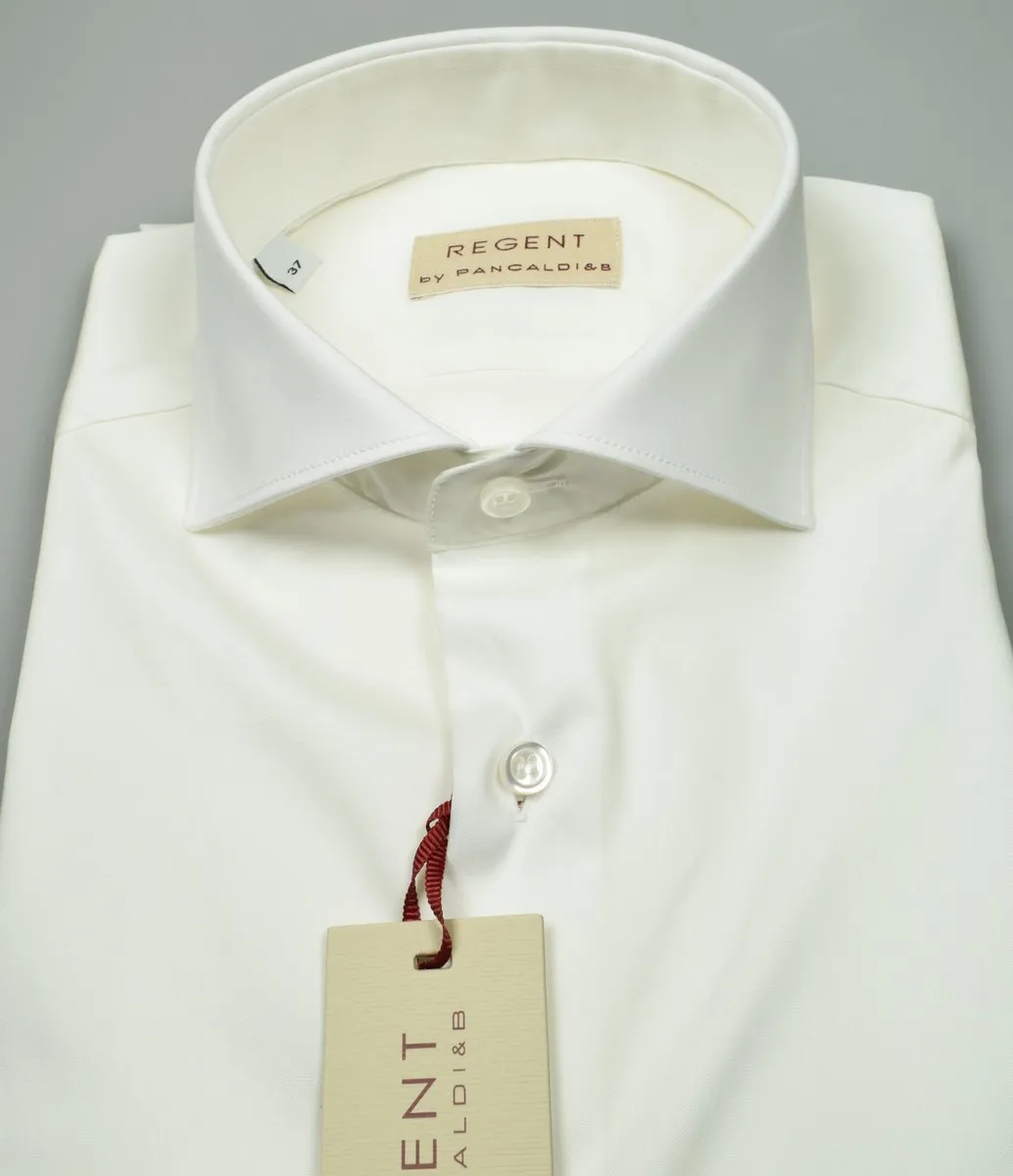 Camicia pancaldi slim fit bianca cotone stretch collo alla francese