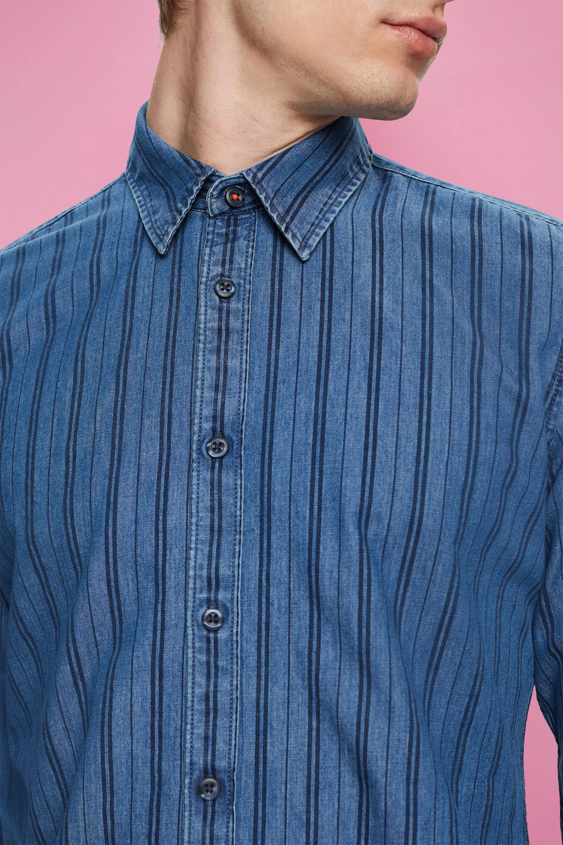 Camicia Slim Fit in denim a righe