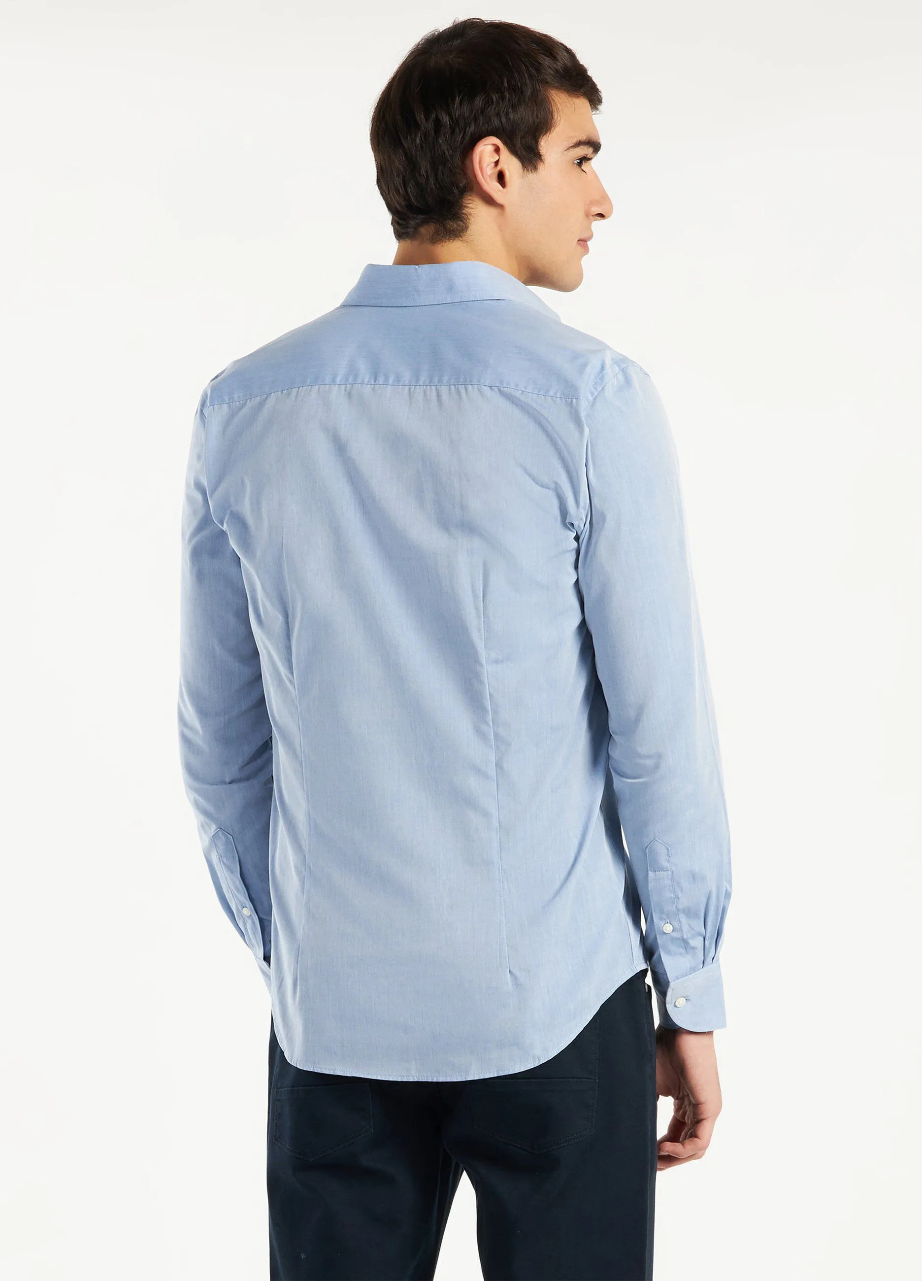 Camicia slim in cotone easy iron denim uomo