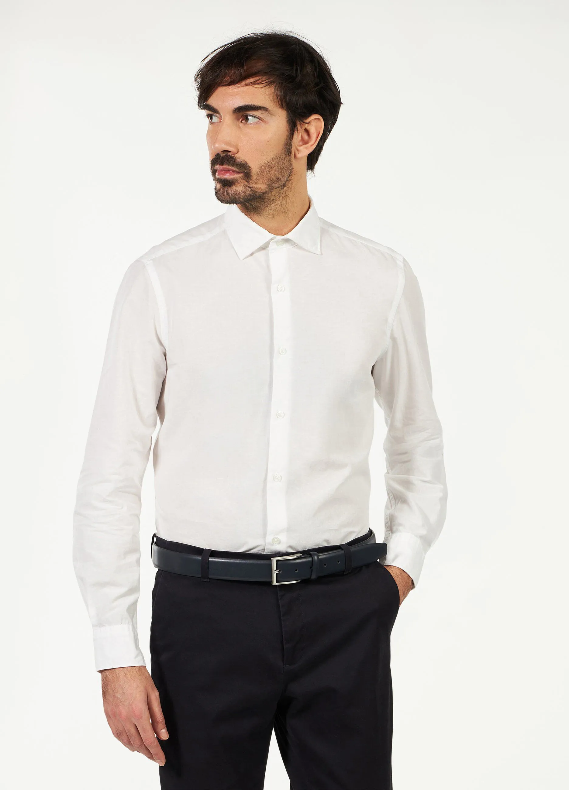 Camicia slim Rumford in cotone misto lino uomo