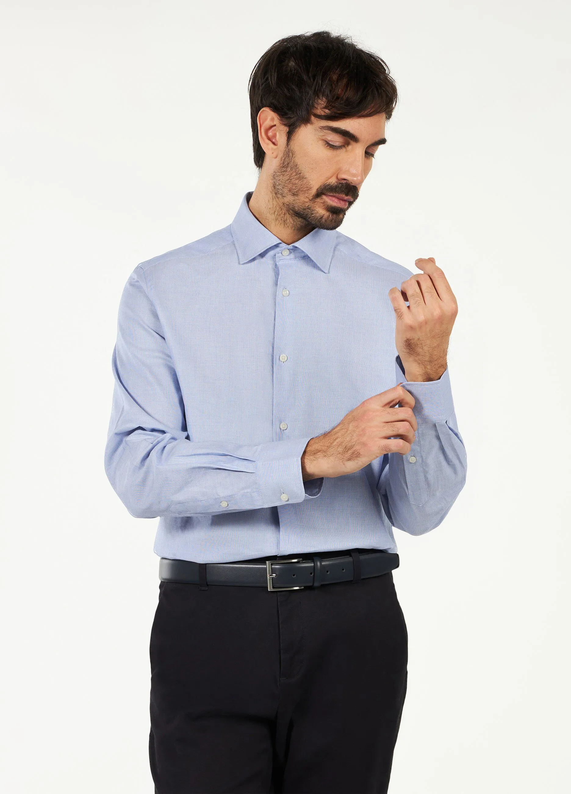 Camicia slim Rumford in puro cotone a microquadri