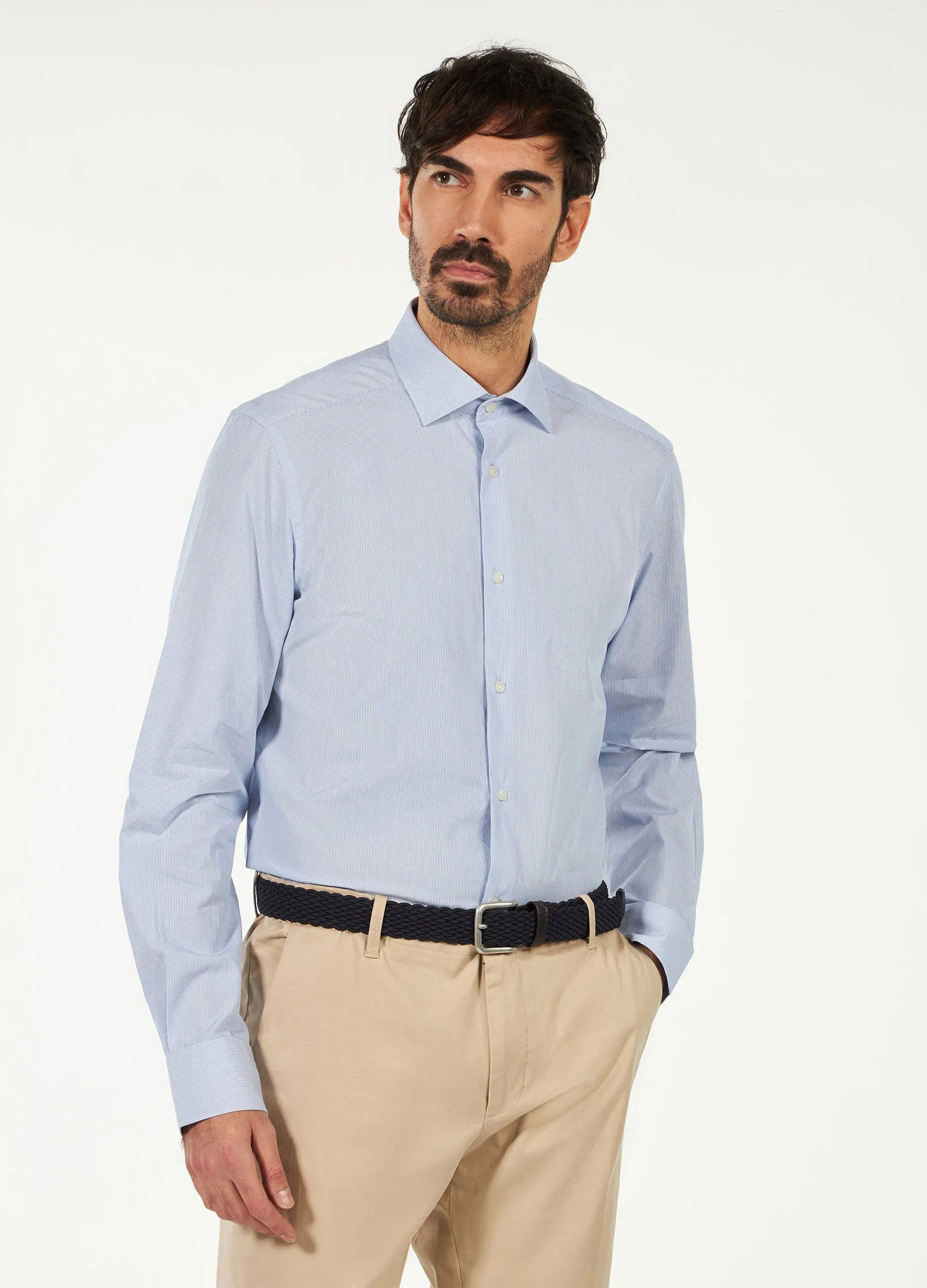 Camicia slim Rumford in puro cotone a righe