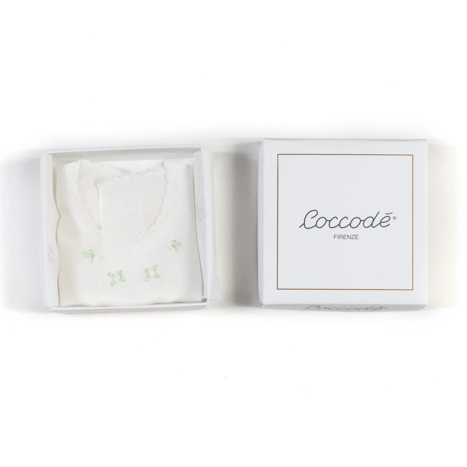 Camicino Bianco Panna Con Fiorellini Verdi Unisex