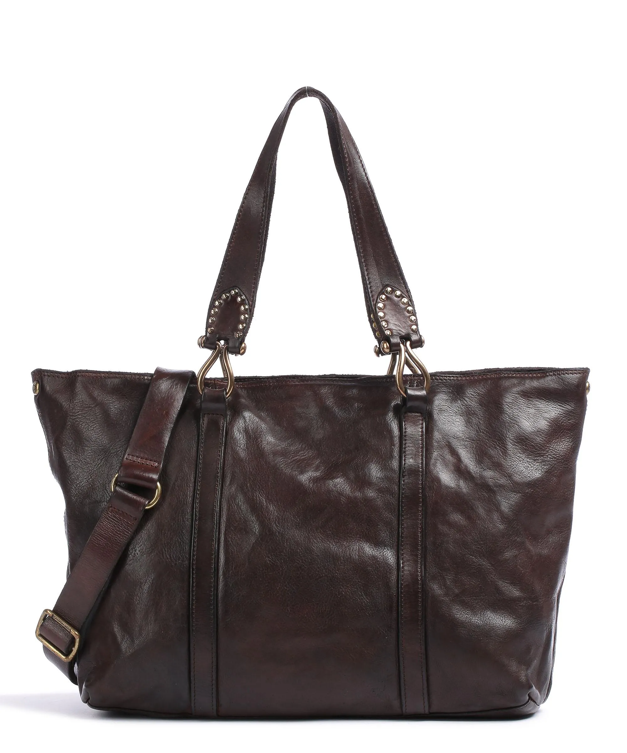  Campomaggi Borsa shopper pelle di vacchetta finemente grana marrone scuro  
