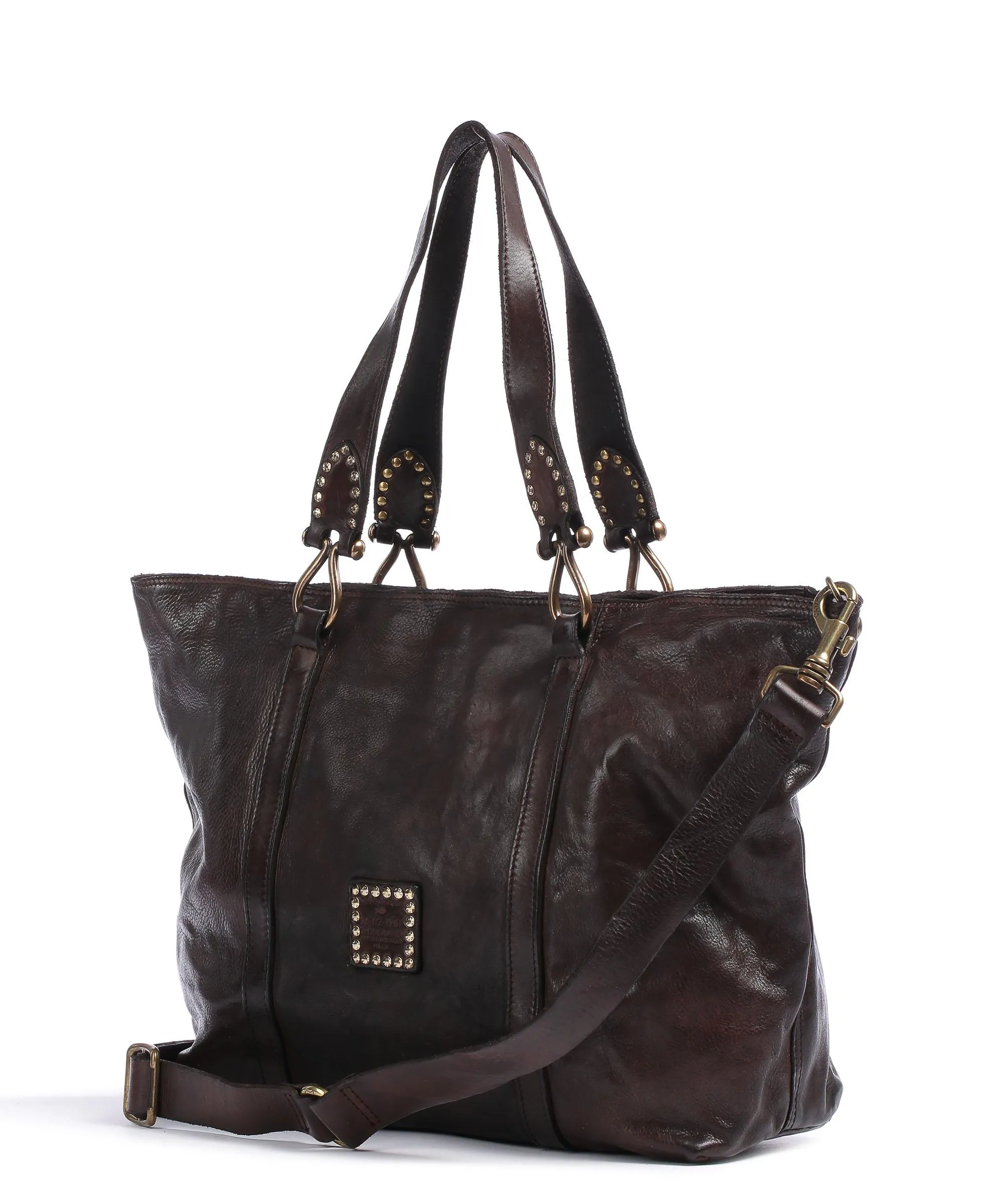  Campomaggi Borsa shopper pelle di vacchetta finemente grana marrone scuro  