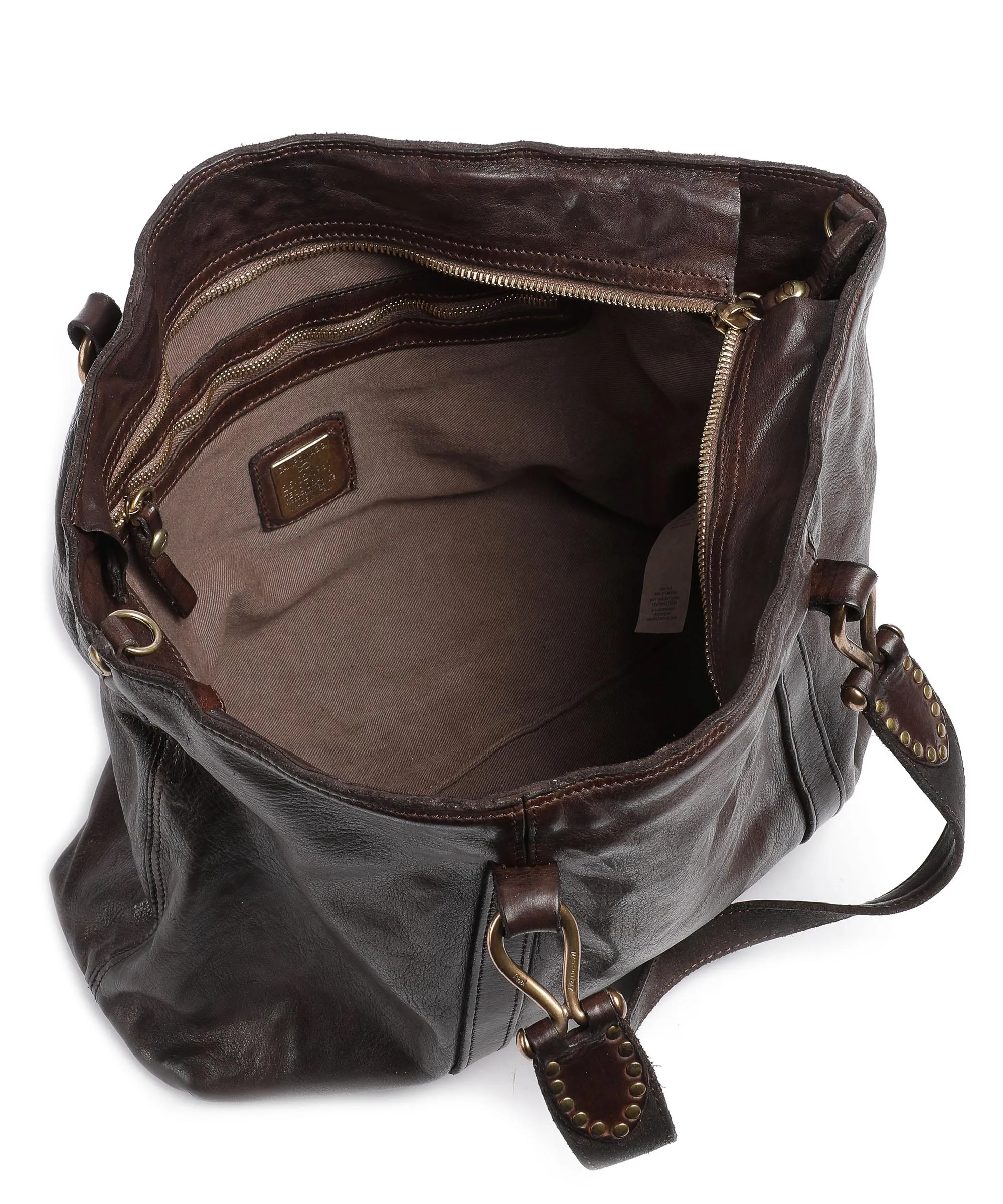  Campomaggi Borsa shopper pelle di vacchetta finemente grana marrone scuro  