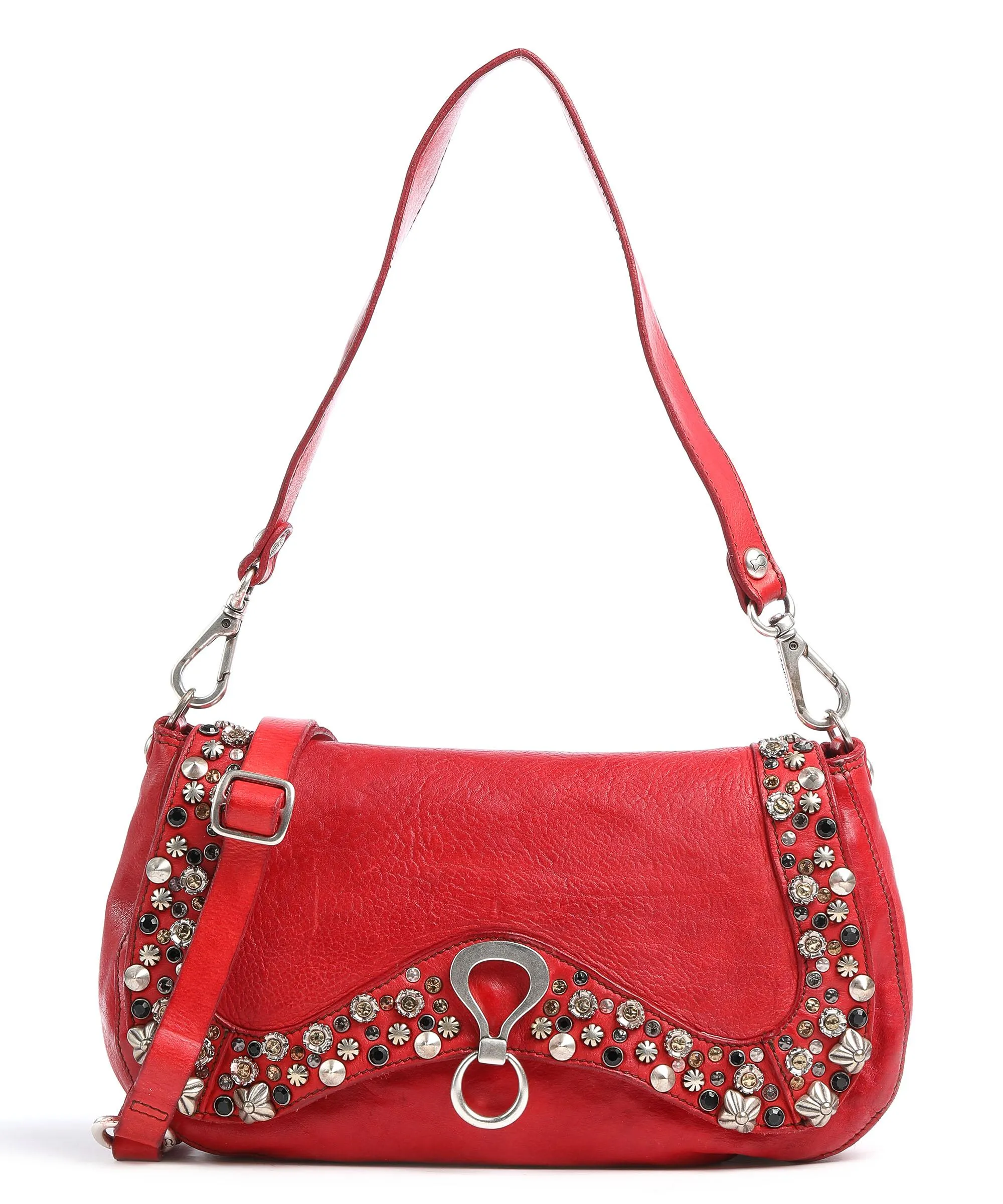  Campomaggi Prestige Borsa a spalla pelle di vacchetta finemente grana rosso  