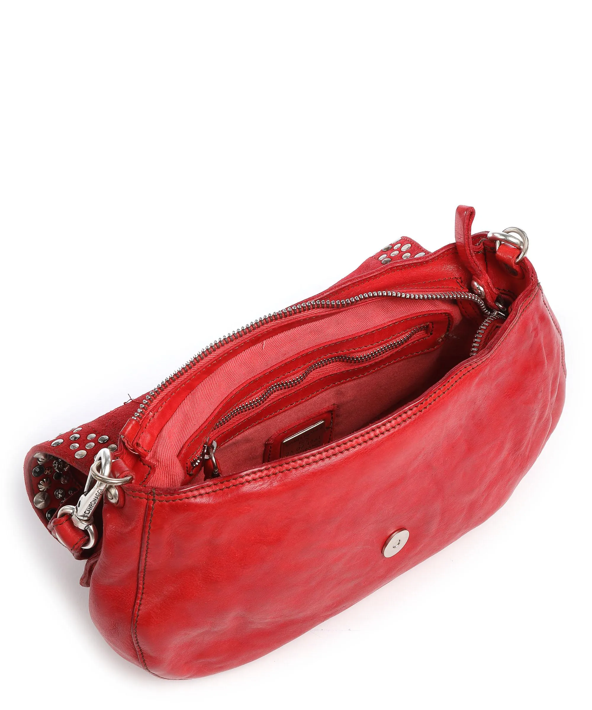  Campomaggi Prestige Borsa a spalla pelle di vacchetta finemente grana rosso  