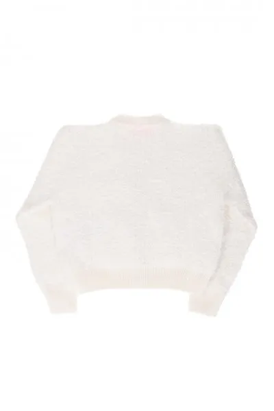 Cardigan bouclé con bottoni oro Avorio