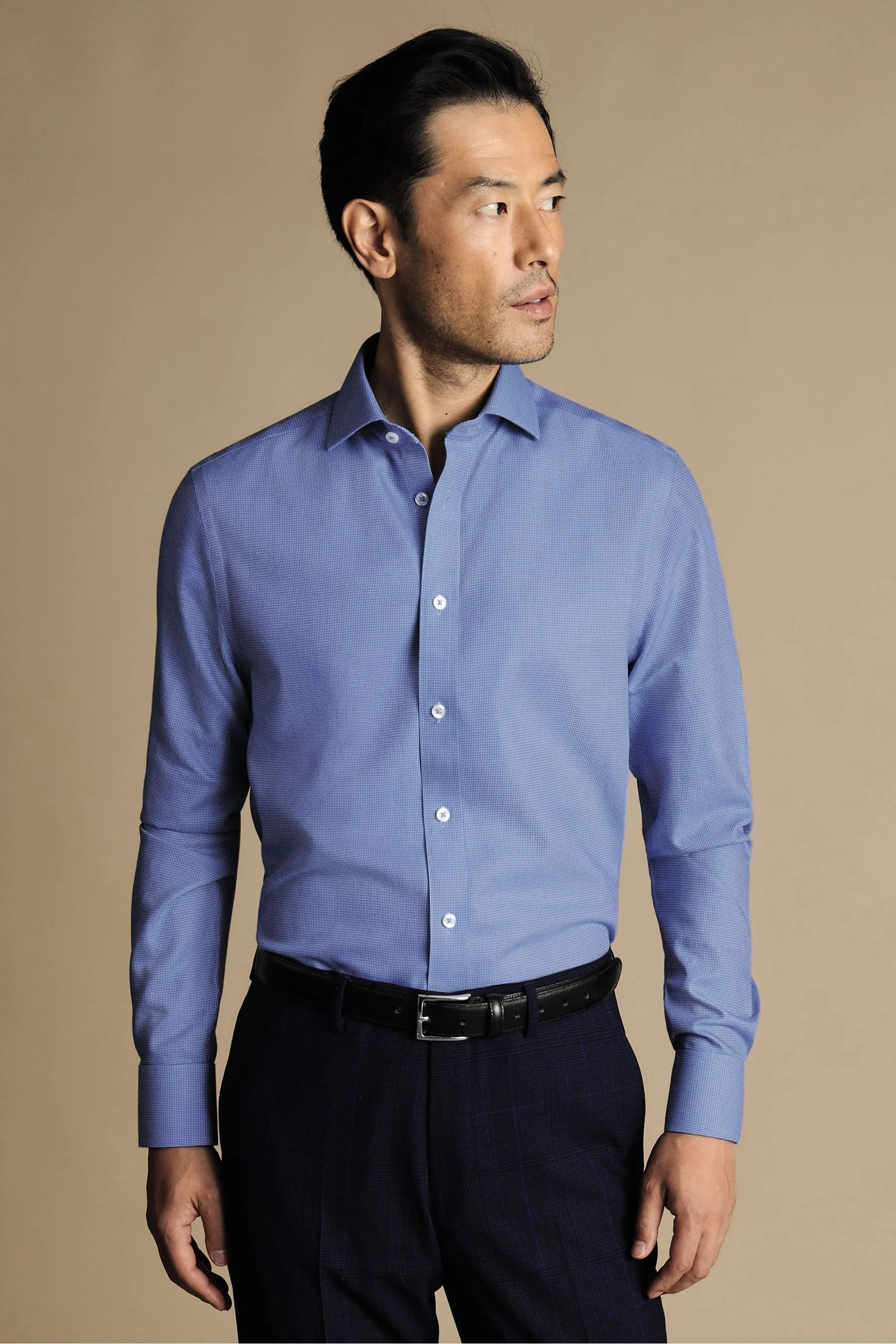 Charles Tyrwhitt - Mayfair - Camicia no stiro intrecciata con Vestibilità attillata / Slim tagliato