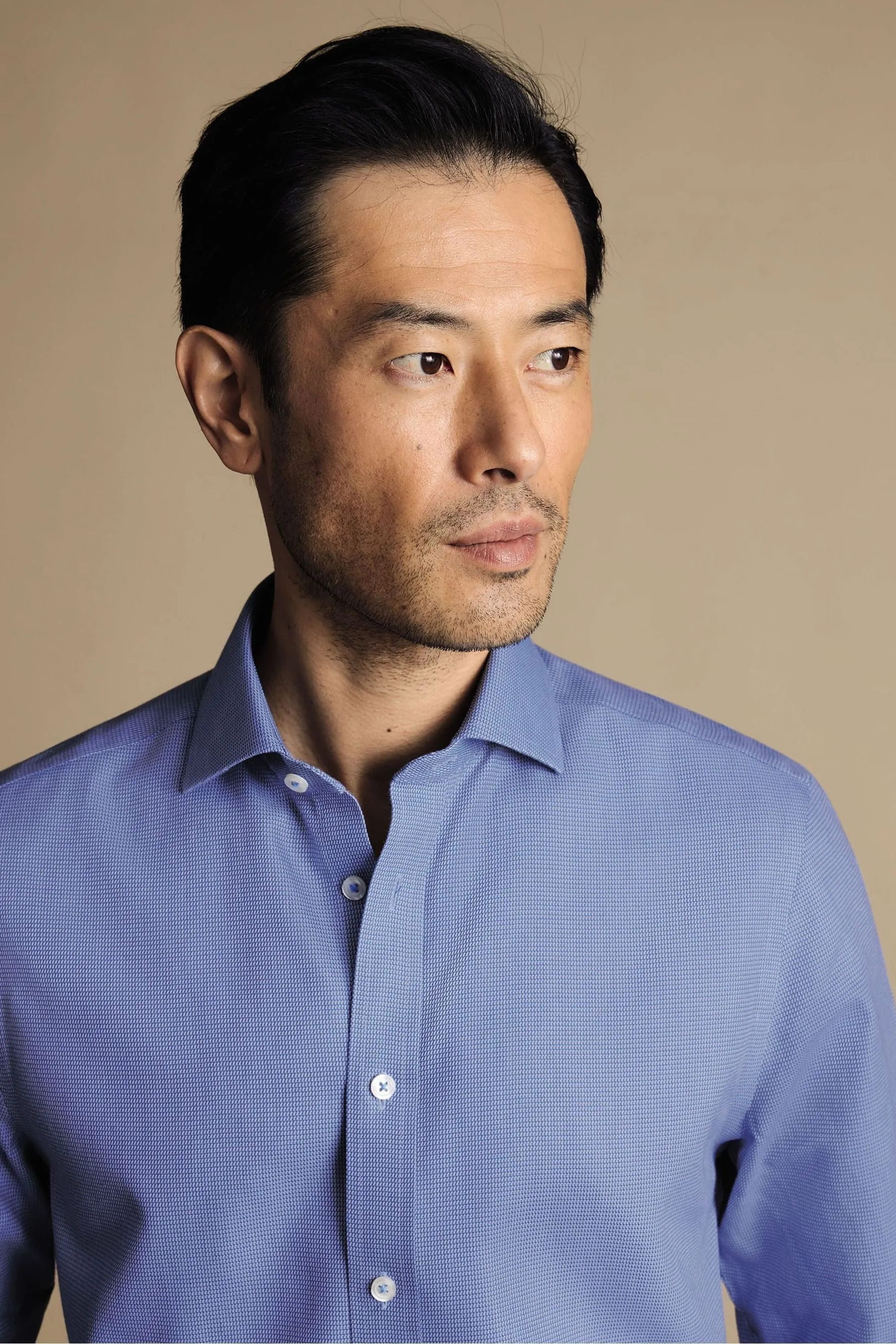 Charles Tyrwhitt - Mayfair - Camicia no stiro intrecciata con Vestibilità attillata / Slim tagliato