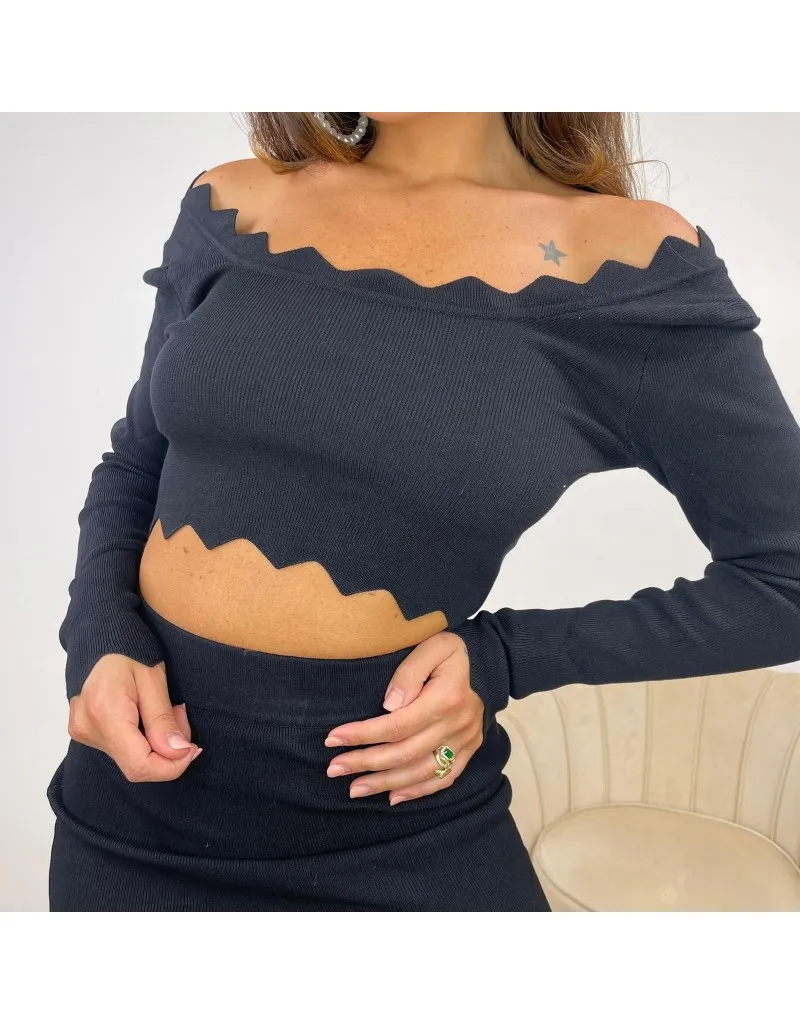 CO ORD SET ZIG ZAG NERO