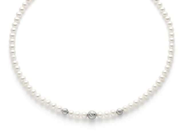 Collana Miluna in oro bianco 18kt con Perle e sfere in oro PCL4985