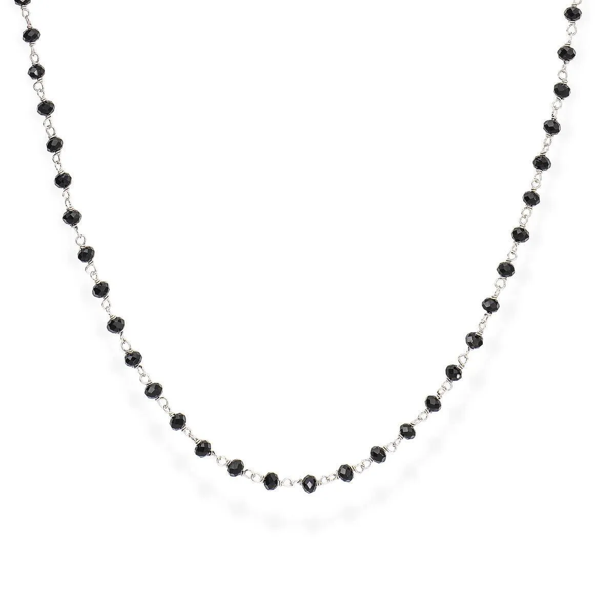 Collana Rodio e Cristalli Neri 70cm - CLBN70