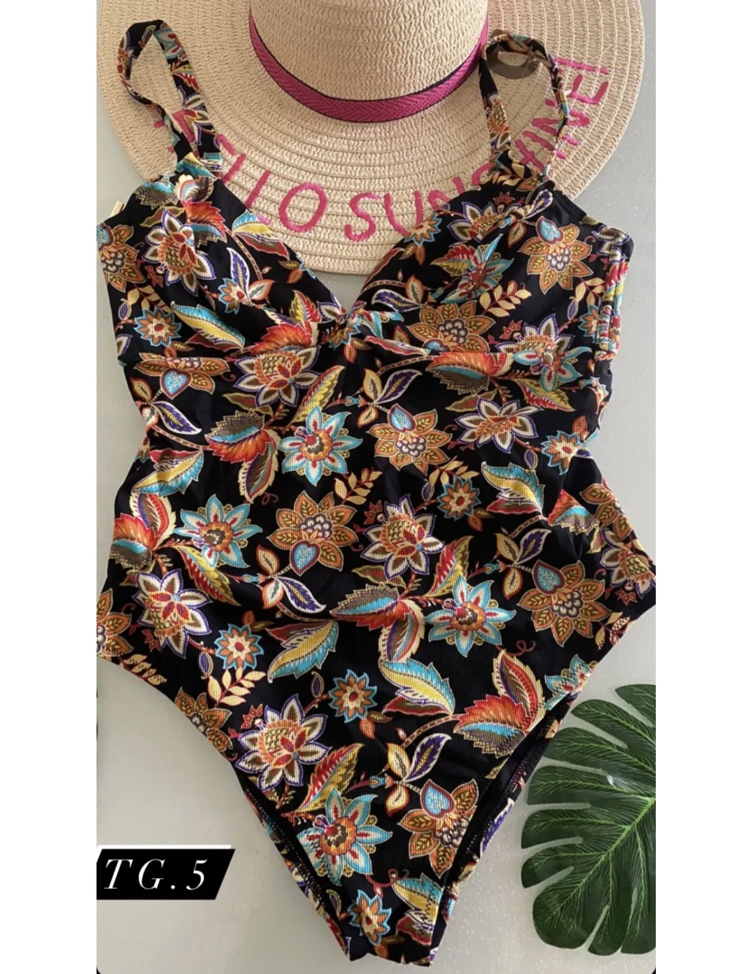 Costume intero triangolo Verdissima floreale rosso