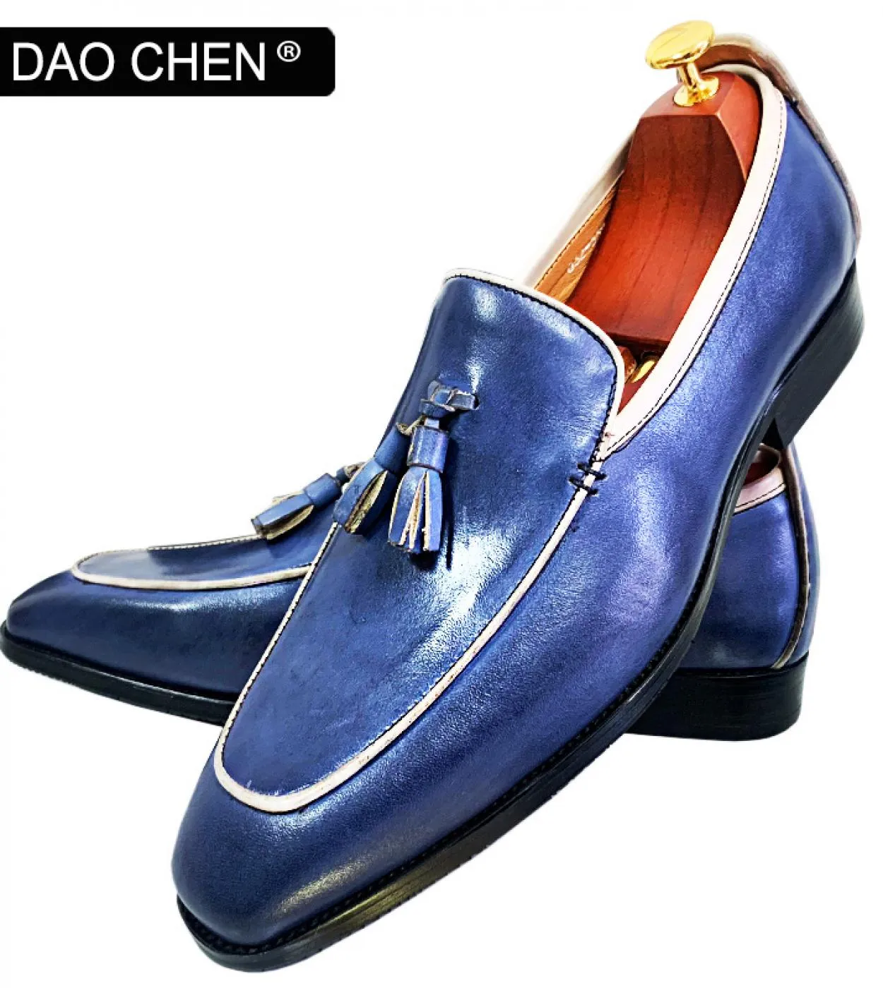 Daochen Eleganti scarpe da uomo firmate Scarpe eleganti da uomo di lusso blu nero Scarpe da ufficio da uomo daffari Mocassini d